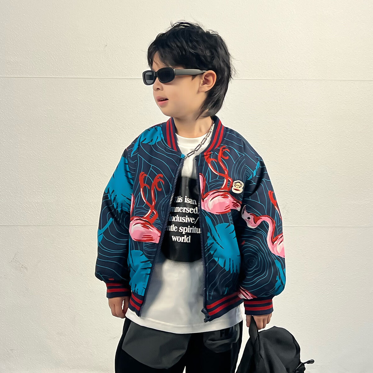 大嘴猴（paul frank）童装儿童棉服2025冬季新款连帽加厚青少年保暖时尚夹棉男女童外套 071B藏青 130