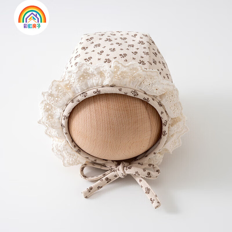 彩虹房子春秋男女宝宝儿童帽胎帽合集 森系花边帽-杏色帽围46cm（建议0-1岁）四季双层 京东折扣/优惠券