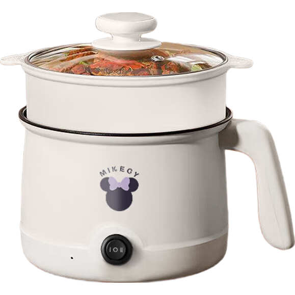 电煮锅小电锅电锅一体多功能锅宿舍用1-2人煮面锅 不锈钢内胆单锅1.4L