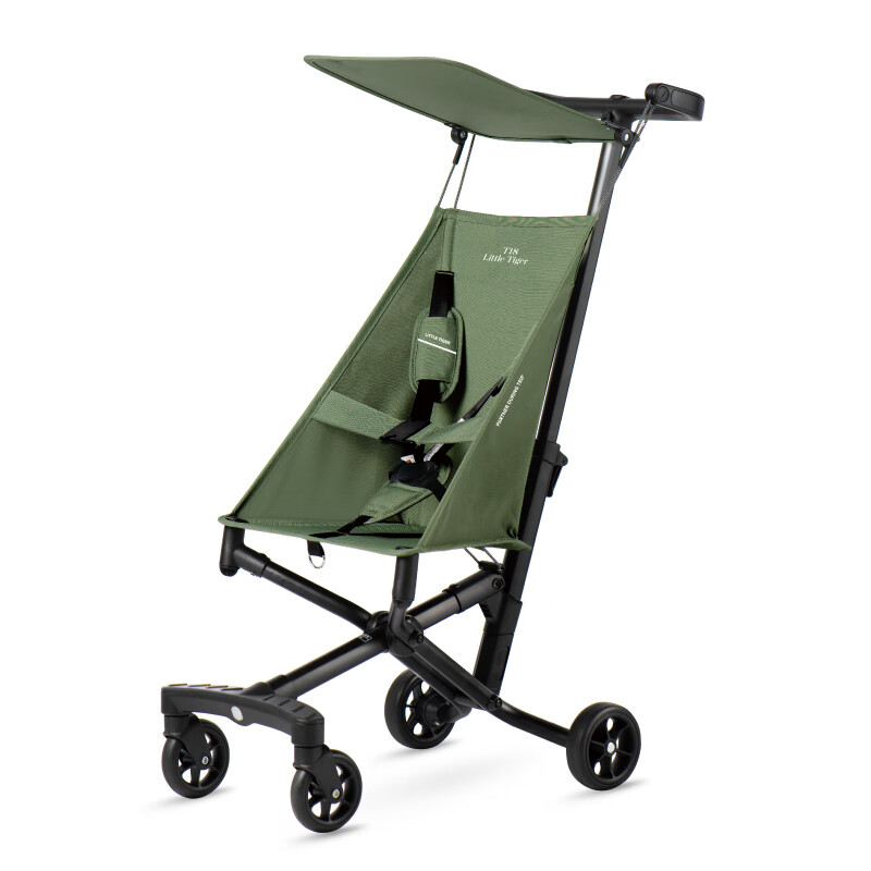 小虎子超轻易折叠免托运防晒摇篮溜娃车T18 军绿色