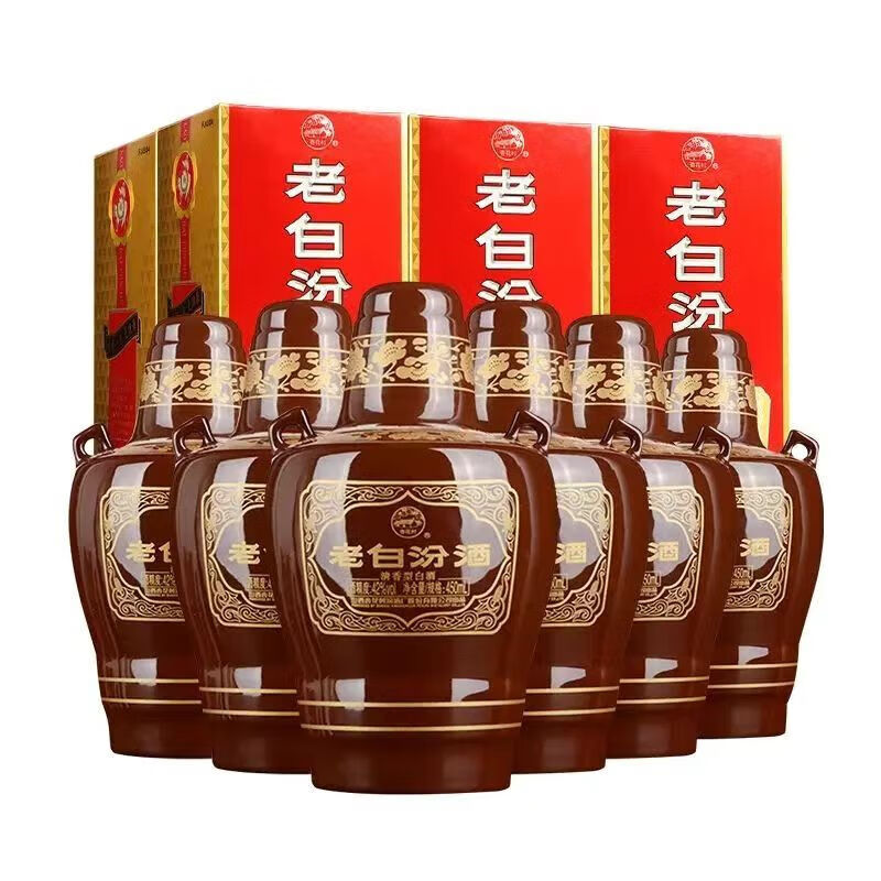 汾酒老白汾酒 53度 清香型 白酒 42度 450mL 6瓶 老白汾10年整箱