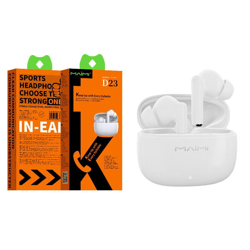 麦靡D23运动蓝牙耳机系列音乐跑步游戏商务入耳式降噪无线耳机 无线蓝牙5.4降噪耳机【白色】