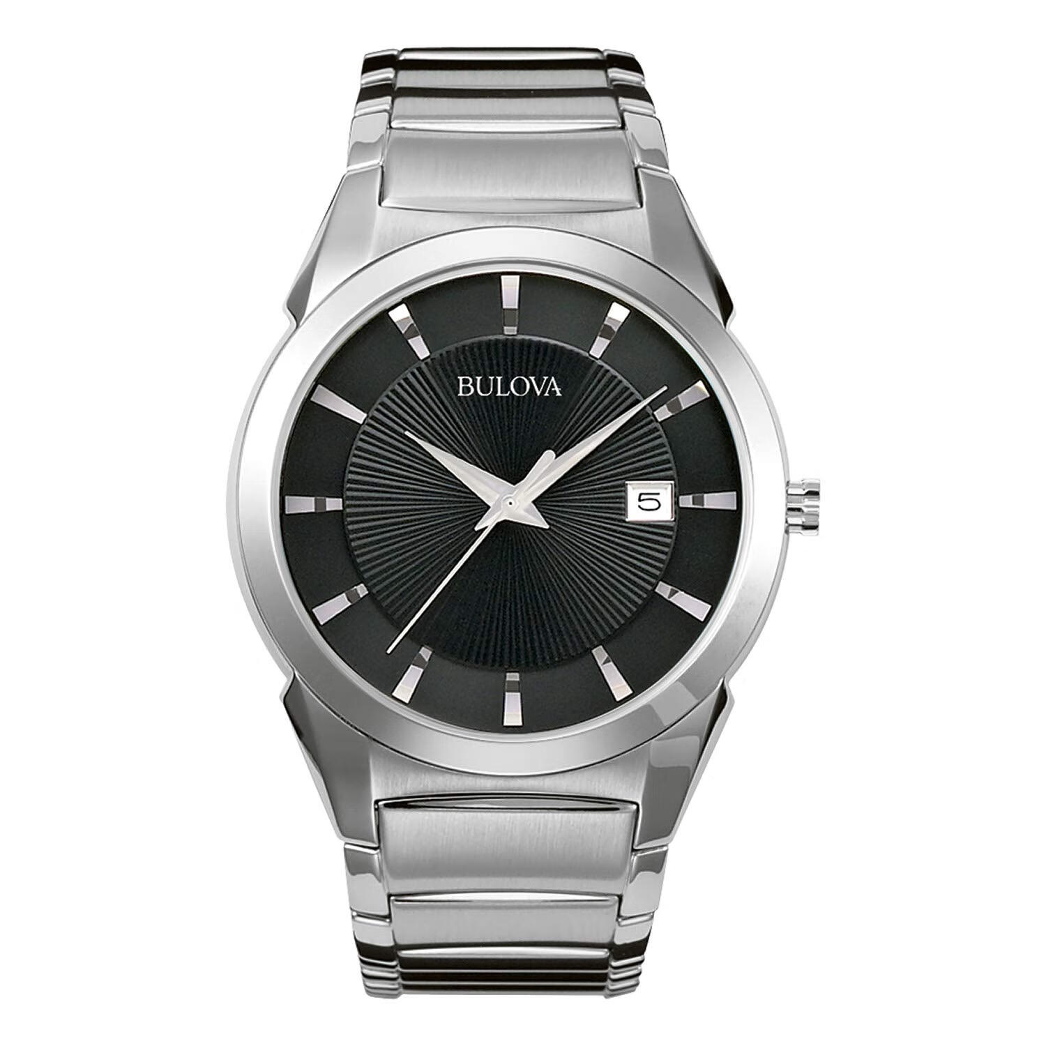宝路华Bulova 宝路华 男士日本石英时尚钢带手表 Stainless/Black Dial One Size