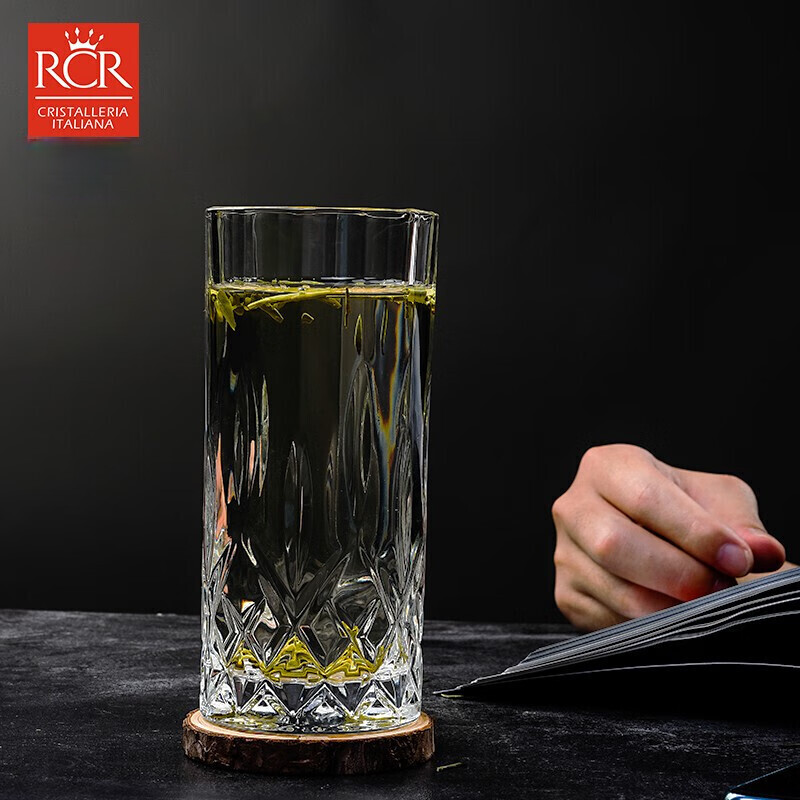 RCR意大利进口高身水晶玻璃水杯家用绿茶龙井茶杯办公室果汁杯泡茶杯 【傲柏】350ml水晶玻璃杯 6只