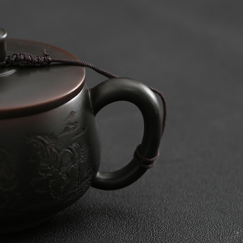 颖器紫陶壶茶壶凤鸣壶大口汉瓦壶280ml家用泡茶壶中式手工紫砂壶茶具 04紫陶汉瓦壶+2杯(礼盒装) 280ml