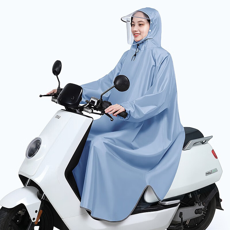 MOJY电动电瓶车带袖雨衣男女款摩托车长款全身防暴雨夏季单人骑行雨披 墨黑 3XL