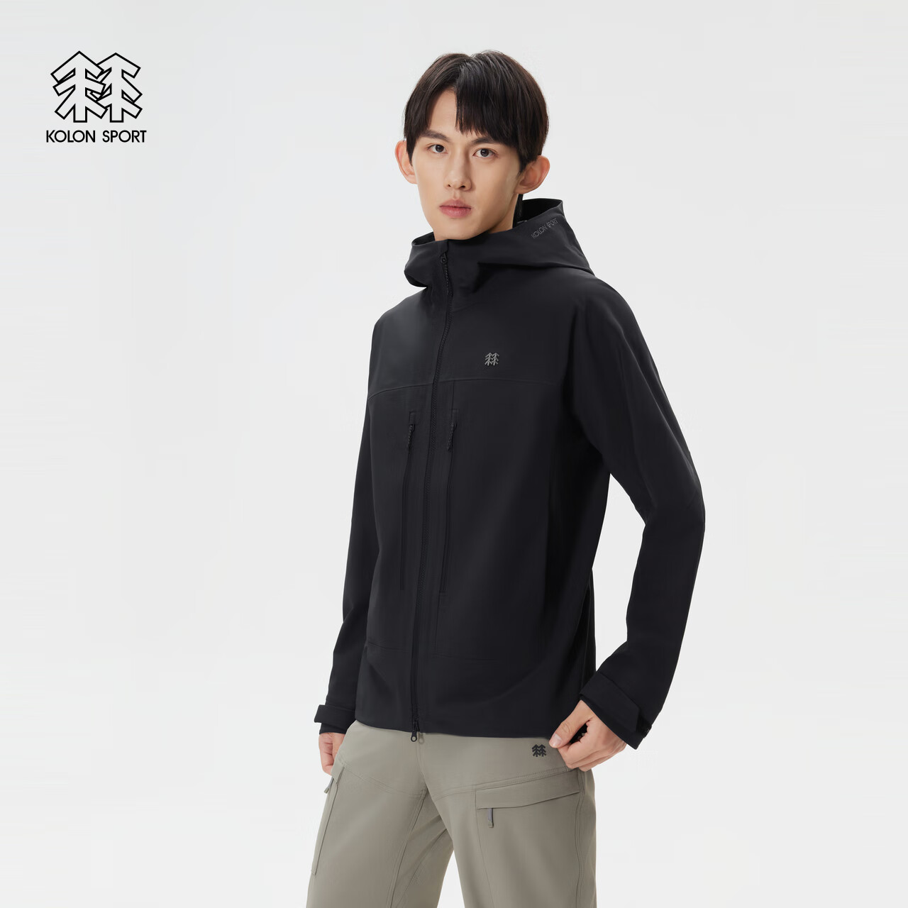 KOLON SPORT/可隆户外软壳衣 男子防泼水透湿双层编织软壳夹克 LHJK5AN061-BK 黑色 2XL 185/104A