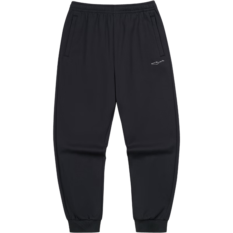 鸿星尔克运动裤男秋冬季新款加绒休闲针织束口长裤九分裤男士裤子卫裤男裤 正黑-1026-加绒针织 2XL