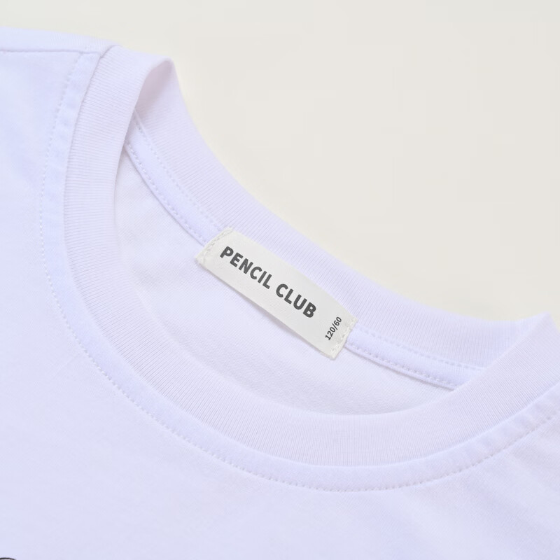 铅笔俱乐部童装2025夏装清仓女童短袖儿童印花上衣中大童纯棉t恤 米白 120 cm