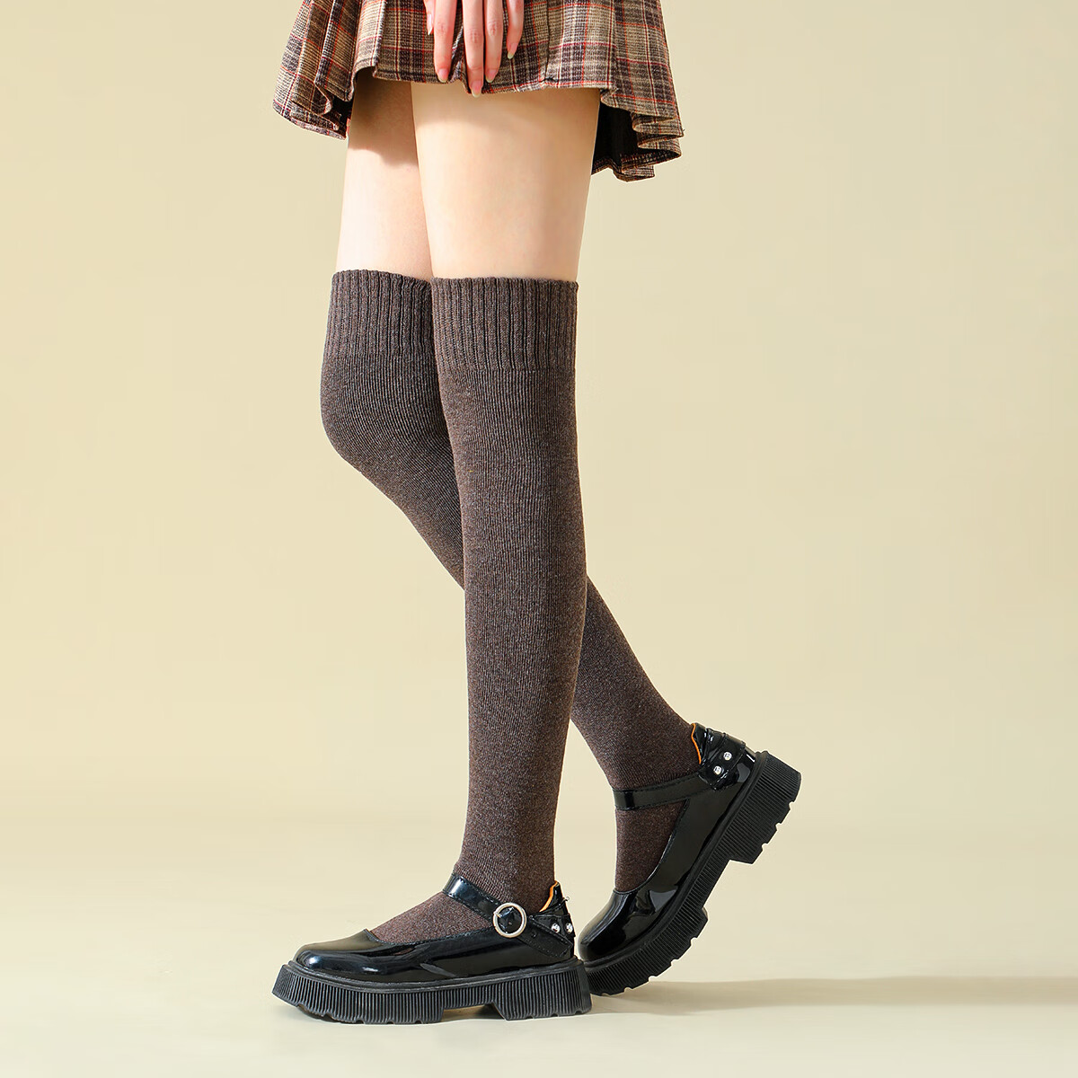 六月玫瑰[3双装过膝袜】加厚地板袜过膝袜女长筒袜秋冬袜子女秋冬 黑+深灰+咖啡 均码