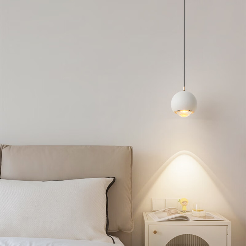 灯护士床头灯现代极简创意小吊灯奶油风简约房间可升降触摸吊线灯 全光谱（升降款）磨砂白-三色变光