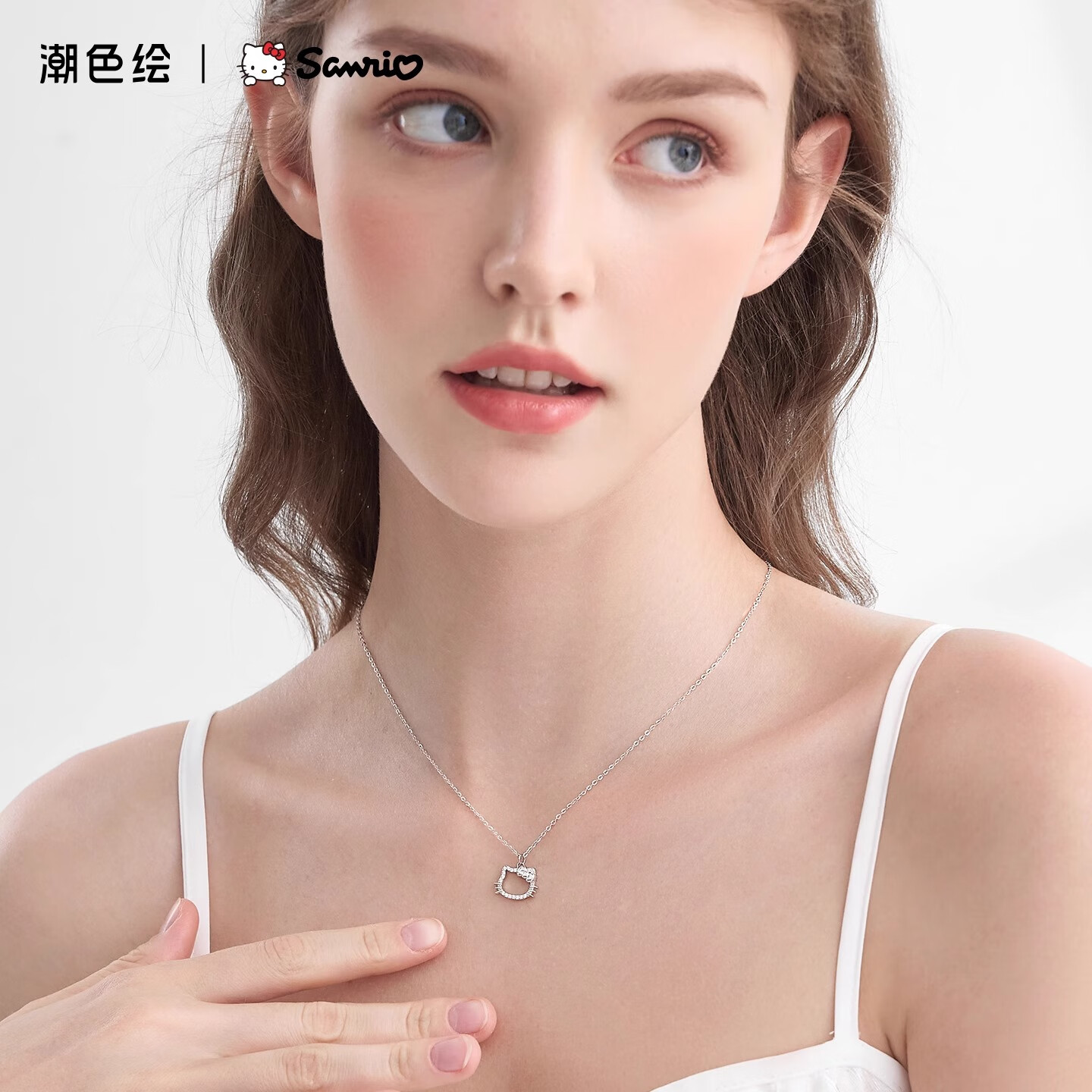 三丽鸥hellokitty纯银项链女送闺蜜儿童哈喽kt女生生日礼物带礼盒 HelloKitty-甜心【金粉礼盒】