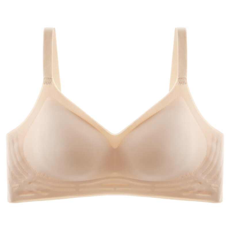 漫画胸夏季无痕内衣女小胸聚拢显大收副乳防下垂无钢圈文胸罩 柔肤色 S【75-90斤】