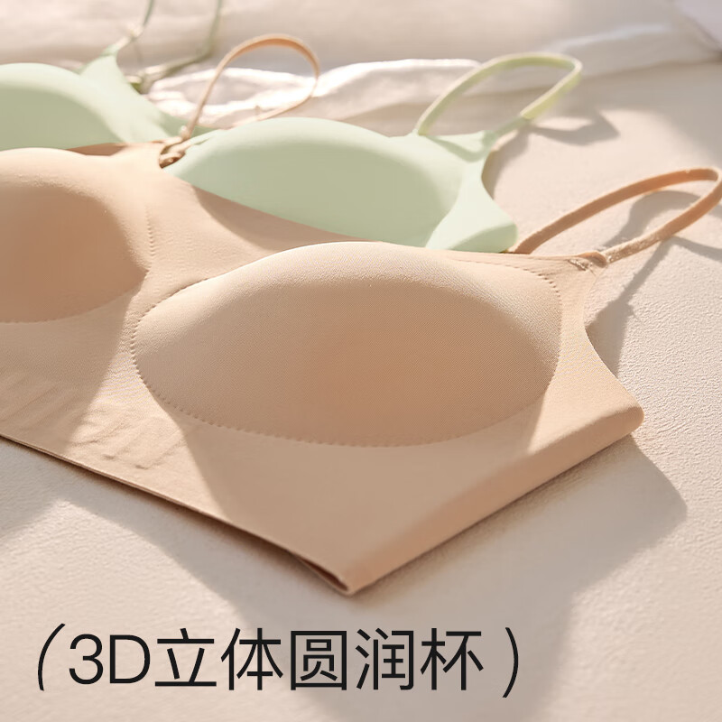 健将小胸聚拢薄款美背夏季文胸内衣透气舒适无痕一片式裸感软支撑06 粉底肤 M 【90-110斤】