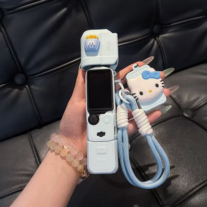 温诗欧大疆保护壳pocket3保护套可爱睡衣小狗硅胶云台相机机身防刮配件 【单机版】粉色保护壳＋挂绳