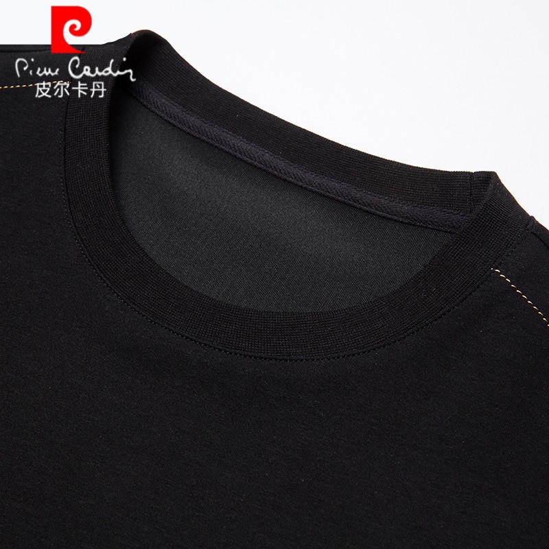 皮尔卡丹卫衣男春秋季新款男士长袖打底衫休闲中青年男装上衣潮流 C8175585深蓝 190