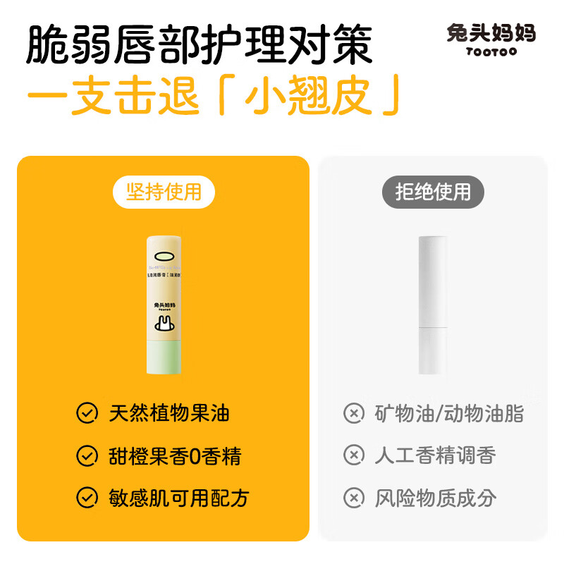 兔头妈妈儿童润唇膏 婴儿宝宝唇膏 滋润保湿防干裂 【重磅新品】乳脂唇膏3.7g*2