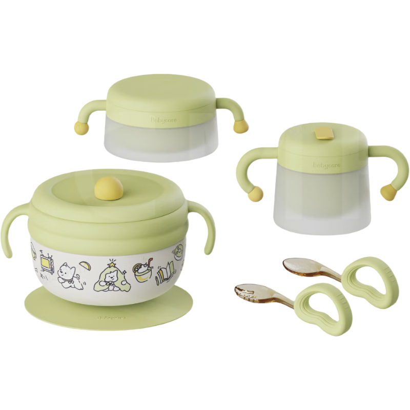 babycare儿童餐具礼盒PPSU注水保温碗叉勺宝宝学食吃饭礼物西高地