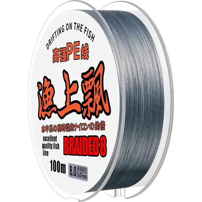 美人鱼（Mermaid）大力马鱼线8编和4编高强拉力路亚微物线用4编钓鱼线pe线 100米 8编【灰色 渔上漂款】 0.6 号