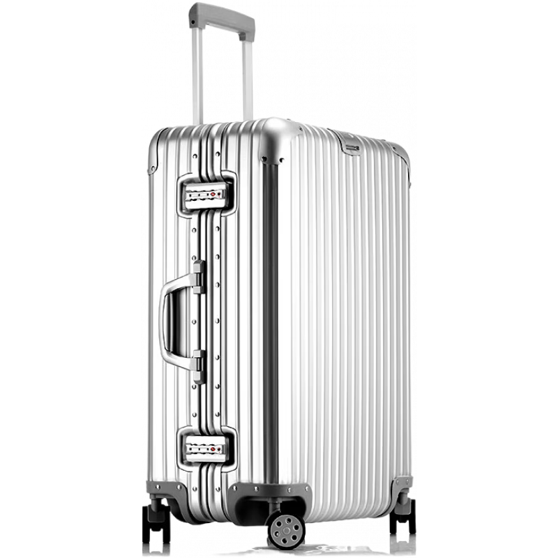 EAZZ全鋁鎂合金行李箱男拉桿箱女小20寸學(xué)生登機(jī)旅行密碼皮箱子24開學(xué) 銀-全鎂鋁合金氧化工藝-經(jīng)典款 20寸【全鋁鎂金屬箱體+送箱套】