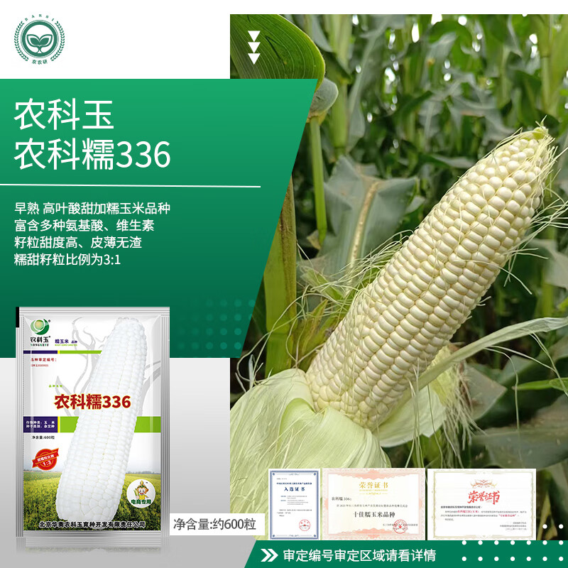 京农研玉米种子336甜糯玉米黑白鲜食水果玉米农科院大田打粮玉米种籽孑 农科糯336甜加糯玉米 约600粒