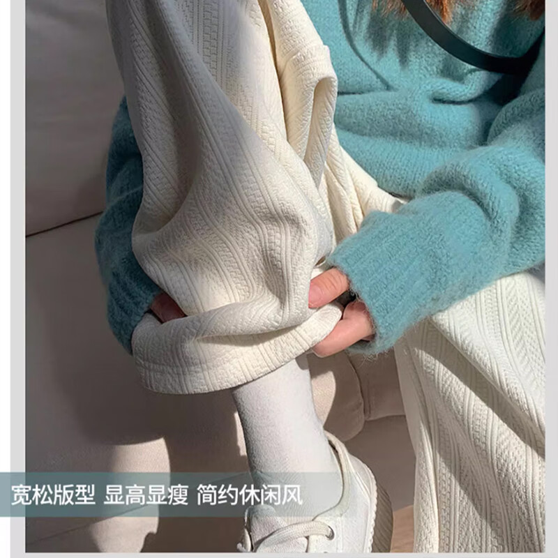 浪莎雪尼尔阔腿裤女秋冬新款2025年高腰宽松休闲裤小个子潮流百搭裤子 深灰色 【防风保暖加绒款】 L 【推荐111-120斤】