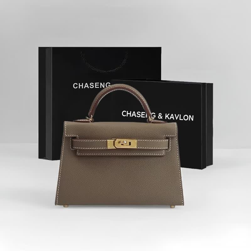 CHASENG&KAVLON生日礼物送女友包包女包女士小ck凯莉包单肩斜挎手提小包包 黑色-小号22cm 正品凯莉包