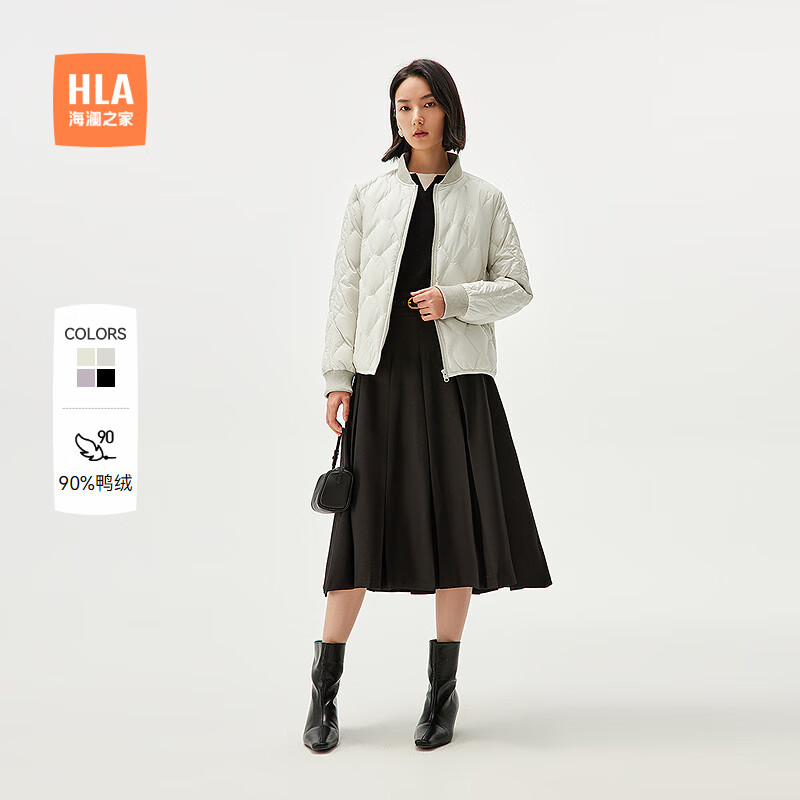 海澜之家女士羽绒服【跨晚同款】2025新款棒球领白鸭绒保暖外套女冬季