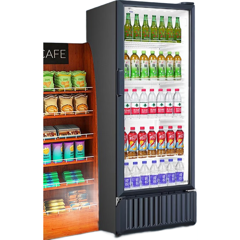 海尔（Haier）展示柜冷藏保鲜柜风冷无霜能效省电超市便利店啤酒饮料柜玻璃门冰箱商用立式冰柜 339升5层约203瓶高1.66米毛容积 339L