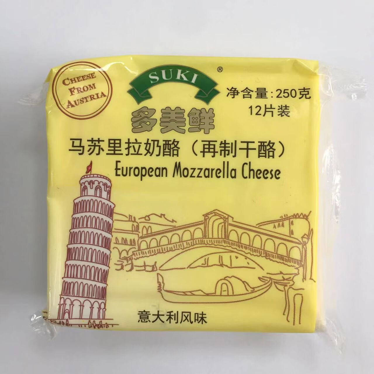 多美鮮(SUKI)多美鮮馬蘇里拉奶酪片12片披薩三明治芝士焗飯拉絲Mozzarella250g 250g多美鮮馬蘇里拉芝士片