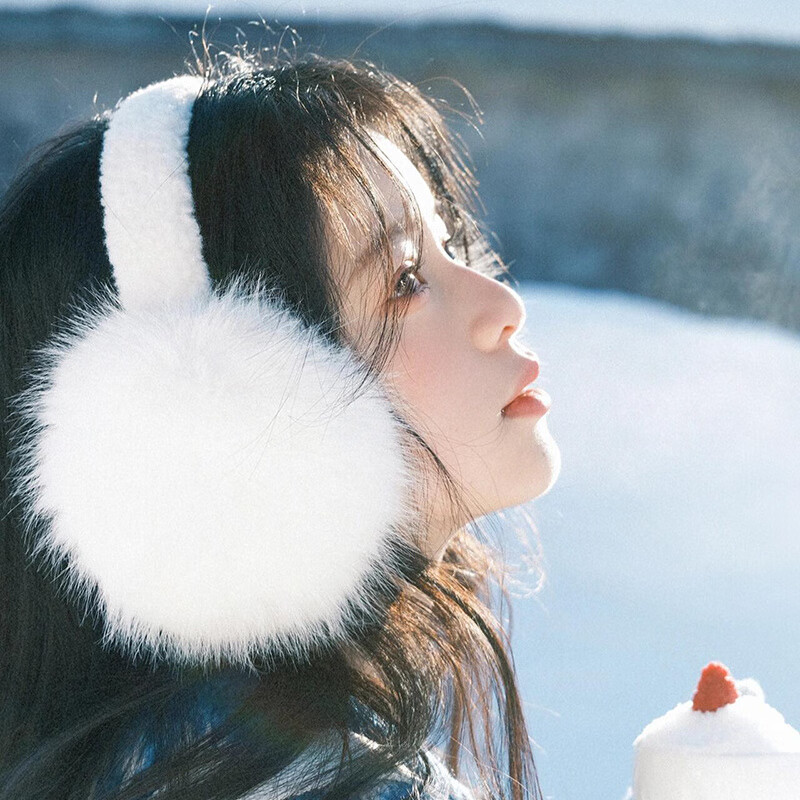 蘇木佰（SOMUBAY）毛絨耳罩女冬季東北旅游白色可愛保暖防凍保暖耳捂耳包護(hù)百搭耳套 白色【長毛款】