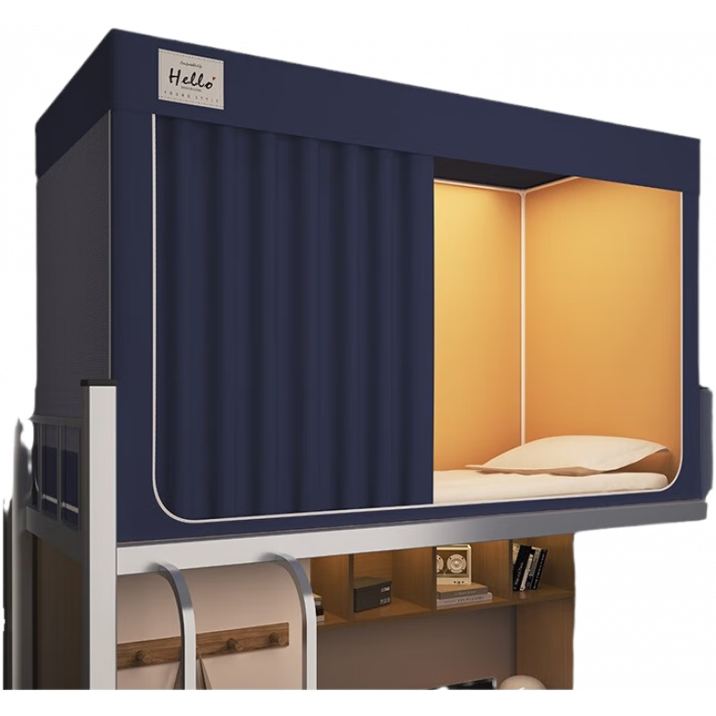 美朵嘉（MEDOGA）床簾2025新款型寢室大布下蚊帳學(xué)生全包一體式上鋪遮光宿舍 寶藍(lán)色【帳紗+支架】四面強(qiáng)遮光 190cm*90cm 上鋪三開門 【*高