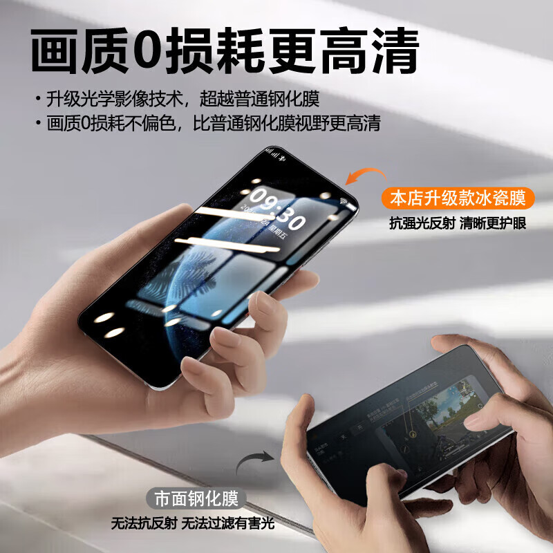 Tensam【滚轮除尘秒贴冰瓷膜】适用vivoiQOO手机陶瓷膜iqoo/X/Y手机膜无尘仓秒贴定位神器全屏保护膜 iQOO 10Pro AR冰瓷膜丨高清1片套装+定位滚轮秒贴舱