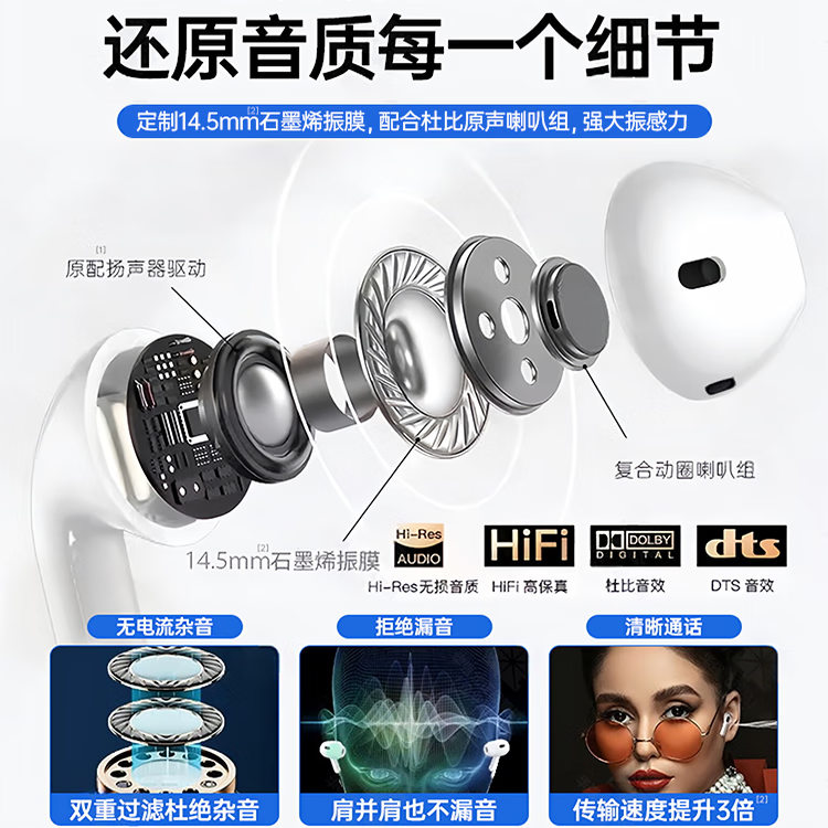 华强北爆款蓝牙耳机无线华强北主动降噪五代2025新款顶配Pro2真无线主动降噪 【巅峰版Pro2代】-智能降噪个性化空间音频 爆款顶配