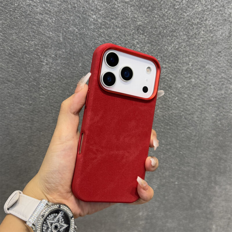 倍思创适用iPhone17ProMax法兰绒磁吸手机壳苹果16全包防摔17 Air保护套不沾指纹 红色【磁吸】 iPhone12