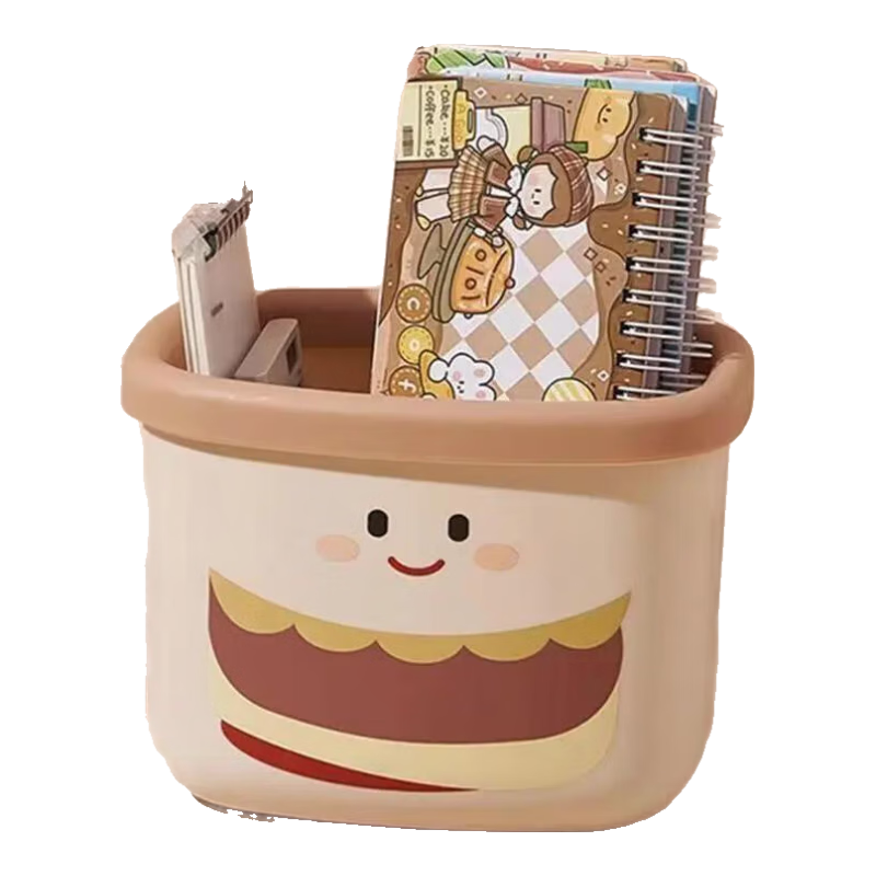 桌面可爱汉堡多功能垃圾桶家用客厅卧室超萌收纳车载垃圾桶压盖式 一个装