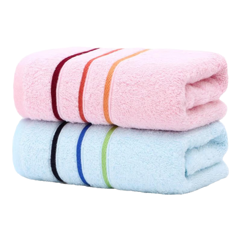 洁丽雅毛巾纯棉加厚A类吸水速干不易臭洗澡洗脸情侣面巾澡巾公司团购 红色+蓝色 2条