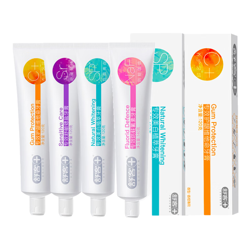 舒客益生菌牙膏清新口气专用家庭装男士口腔清洁官方 4种功效 120g*4支