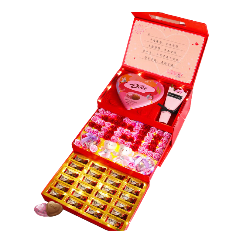 德芙(Dove)圣誕情人節(jié)心語巧克力禮盒糖果生日禮物送女友老婆零食高端實用 圣誕花束三層禮盒【順豐發(fā)貨】