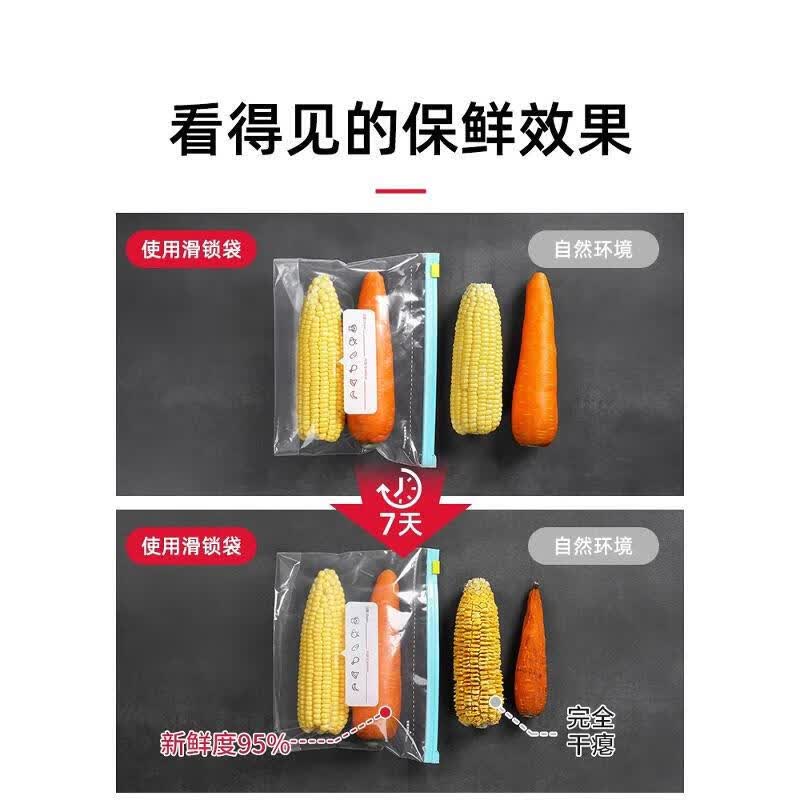 JCZS拉链式保鲜袋加厚食品级家用冰箱专用密封袋带封口食物密实袋 小号1盒+中号1盒+大号1盒
