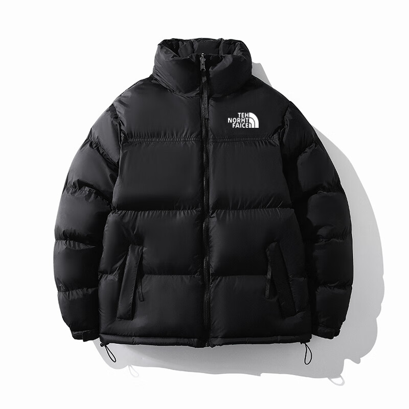 潮流北面长绒棉服立领1996国潮700蓬情侣男女同款面包服新款加厚保暖外套 黑色 XL