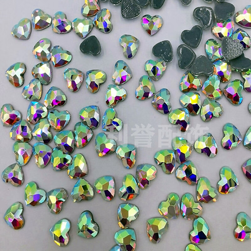 新品异形钻颜色平底烫钻 衣服DIY贴钻补钻奥钻指甲粘钻款式饰品 桃心异形钻白AB幻彩钻一包288颗
