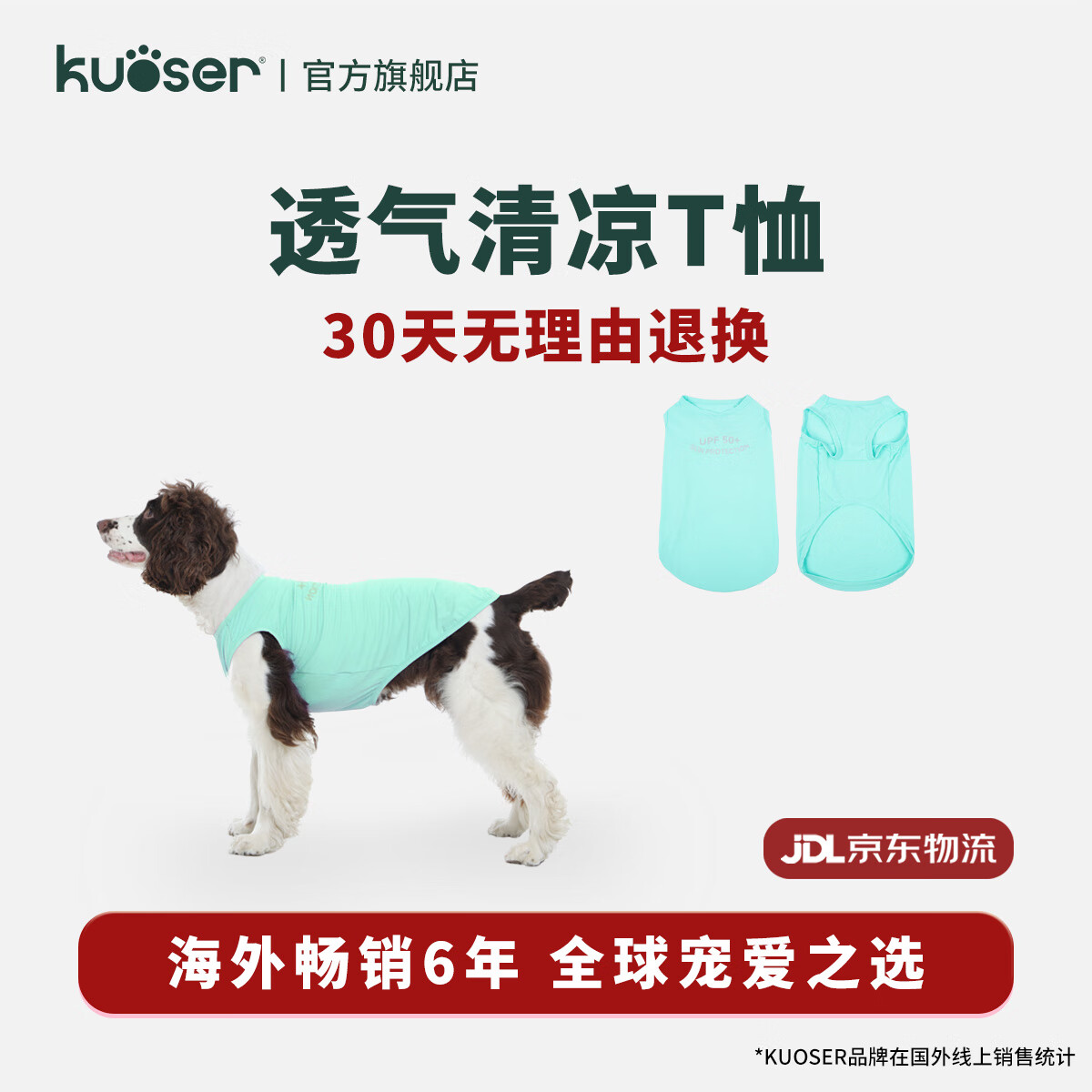 KUOSER狗狗防晒凉凉衣夏季狗狗衣服夏天薄款小狗降温凉感背心 蓝色 L【胸围55丨体重参考10-16kg】