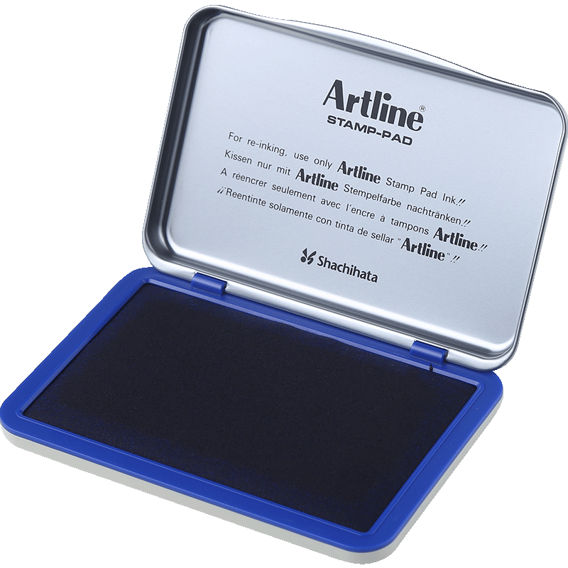 旗牌（Shachihata）Artline 辦公財務(wù)會計速干快干水性印泥橡膠章通用印臺 67*106mm 大號 藍(lán)色 EHJ-3
