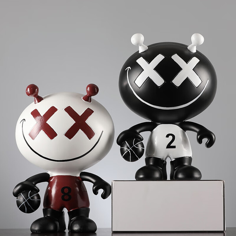 集思美现代抽象卡通打篮球造型摆件客厅书房卧室电视柜装饰艺术品摆设 白色