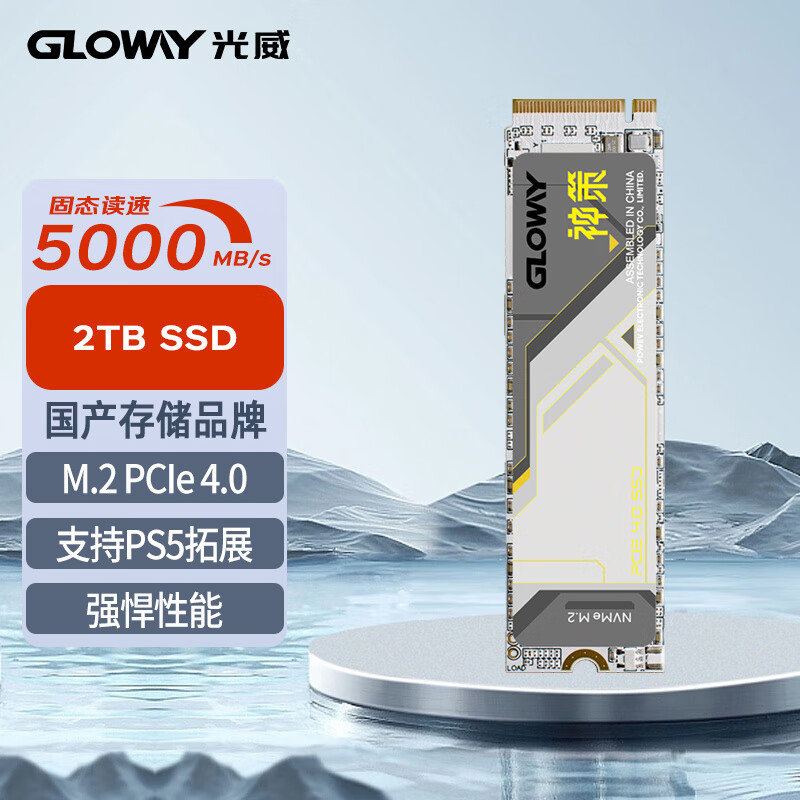 Gloway光威神策 1t 2t 固態(tài)硬盤ssd m.2 pcie4.0 筆記本臺(tái)式機(jī)電腦硬盤 神策 2TB PCIe4.0 2TB