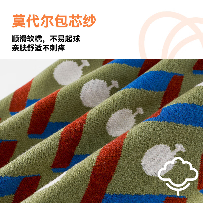 棉花堂（cottontown）【抗静电】棉花堂儿童宽松保暖毛衣男童女童宝宝复古套头针织衫 蓝色 140 140/68