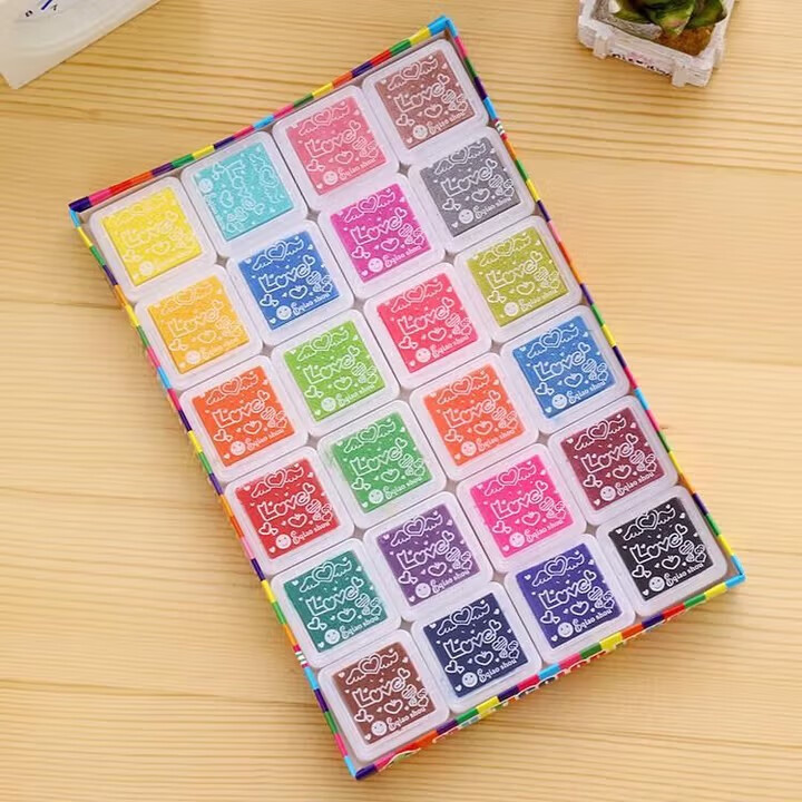 志通达月亮与六便士 复古木质印章套组 星星星辰云朵diy手帐印章 24色单色印泥