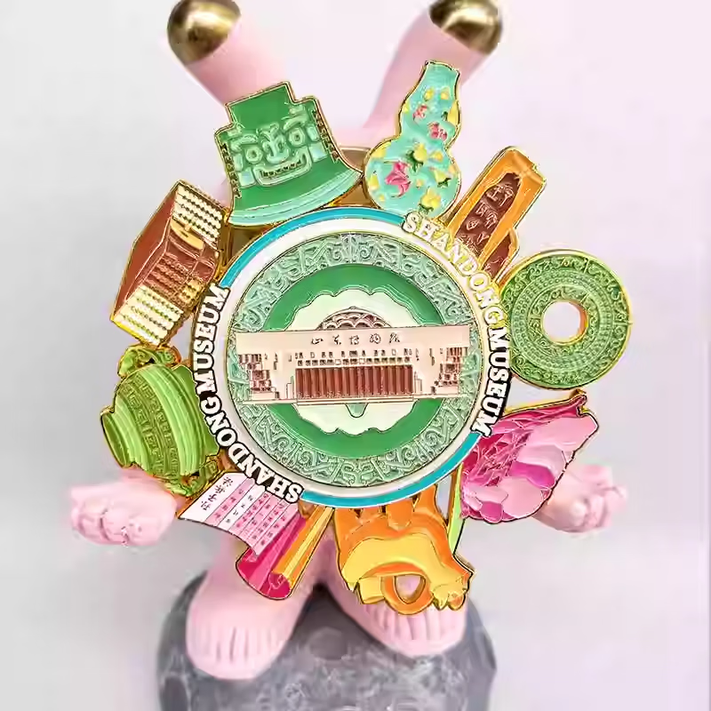 好客山东山东博物馆 镇馆之宝文创冰箱贴金属磁吸旋转冰箱贴伴手礼新款 鲁博镇馆之宝旋转冰箱贴