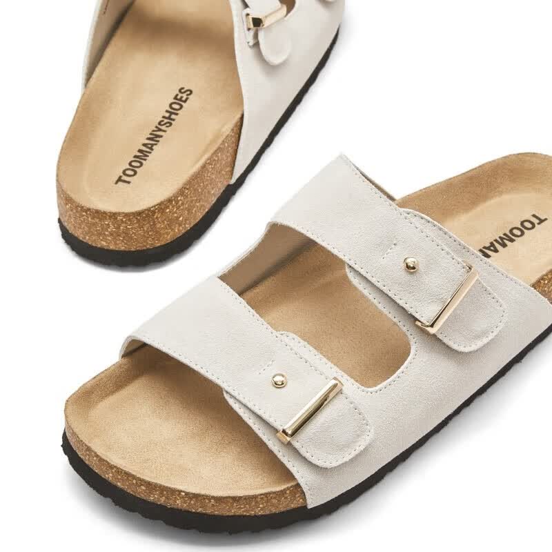 TOOMANYSHOES延长假期凉拖鞋夏季外穿厚底沙滩勃肯鞋高颜值凉拖鞋女士 米色白(男) 41
